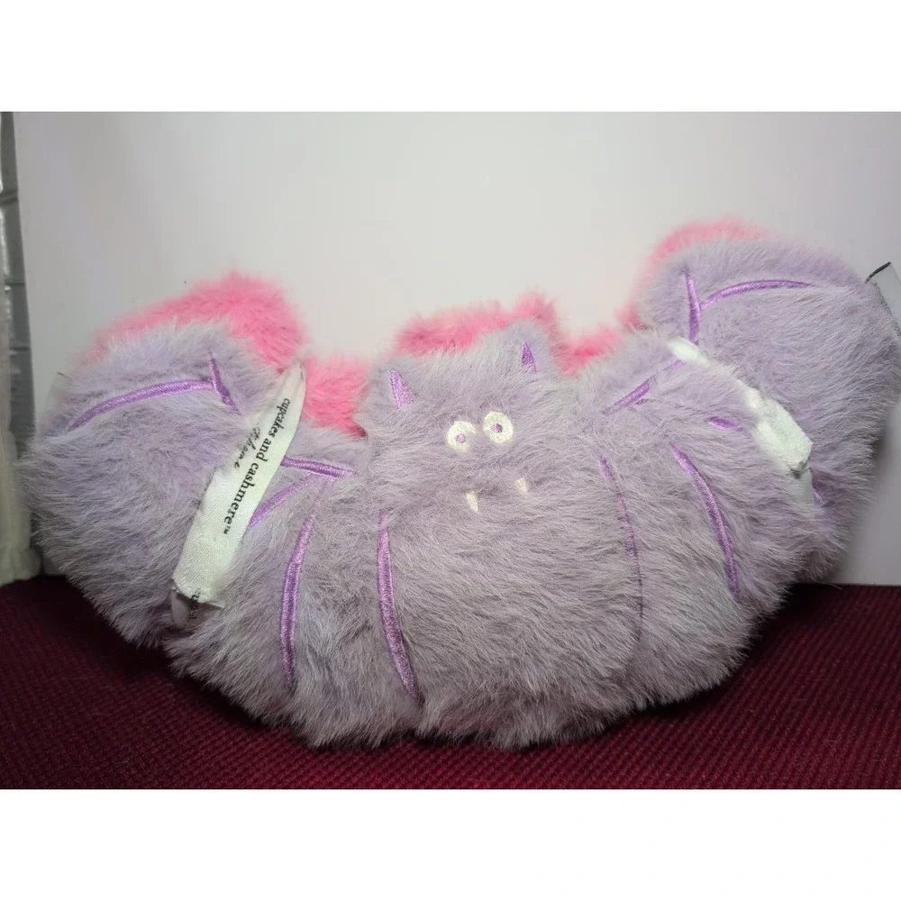Cupcakes & Cashmere Halloween Pastel Faux Fur Bat Pillows Pink & Purple Bats 2